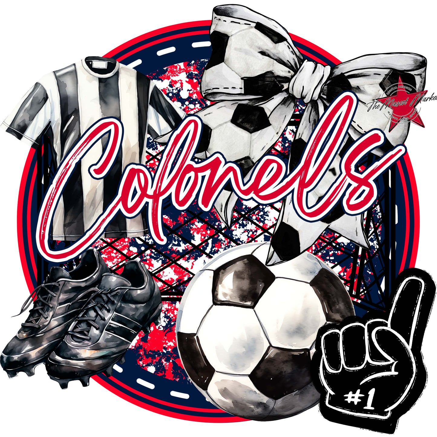 Colonels Circle Soccer Frame-Navy & Red