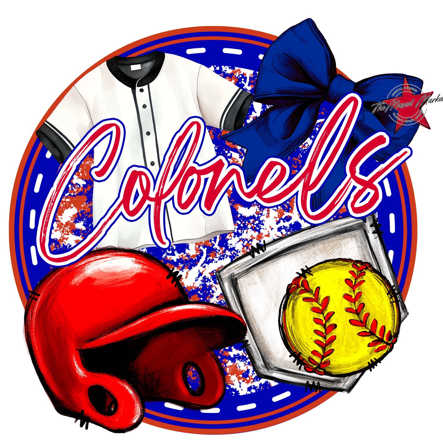 Colonels Circle Softball Frame-Blue & Red