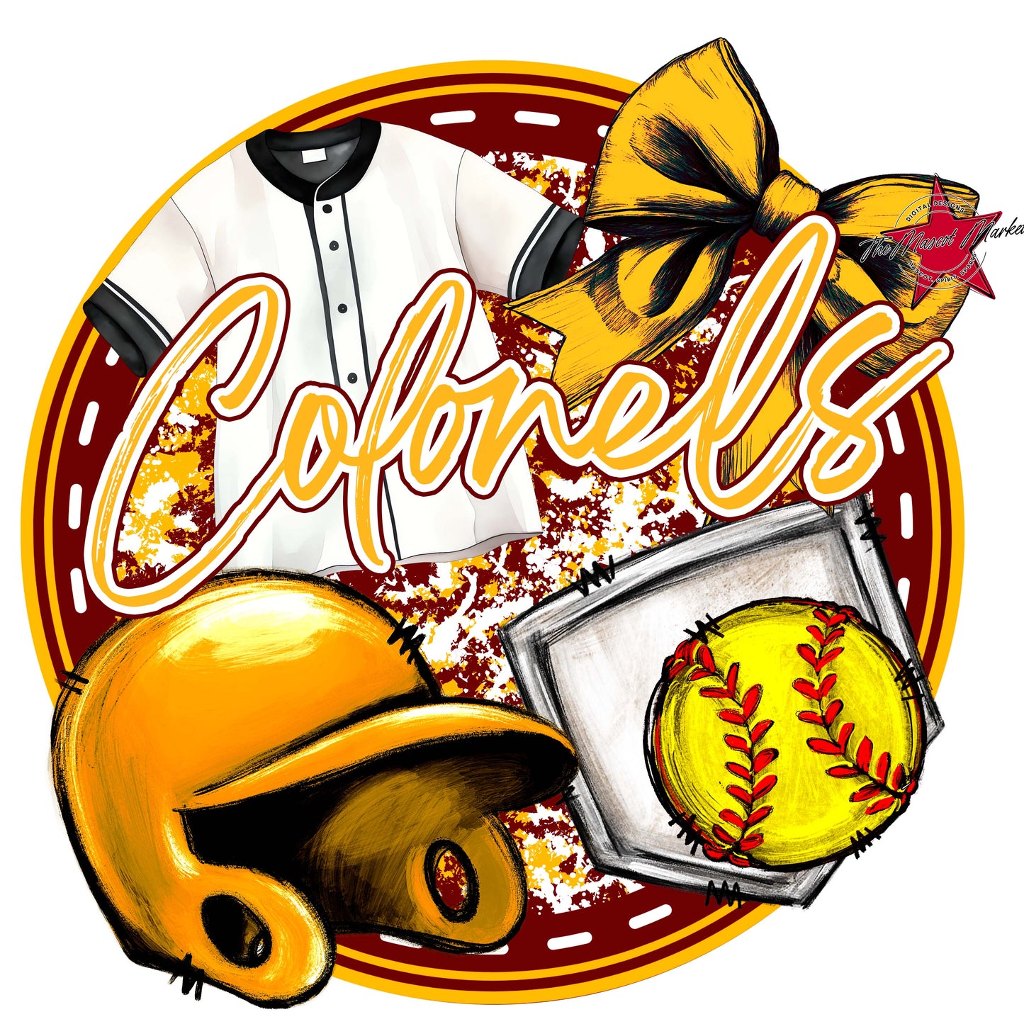 Colonels Circle Softball Frame-Maroon & Yellow