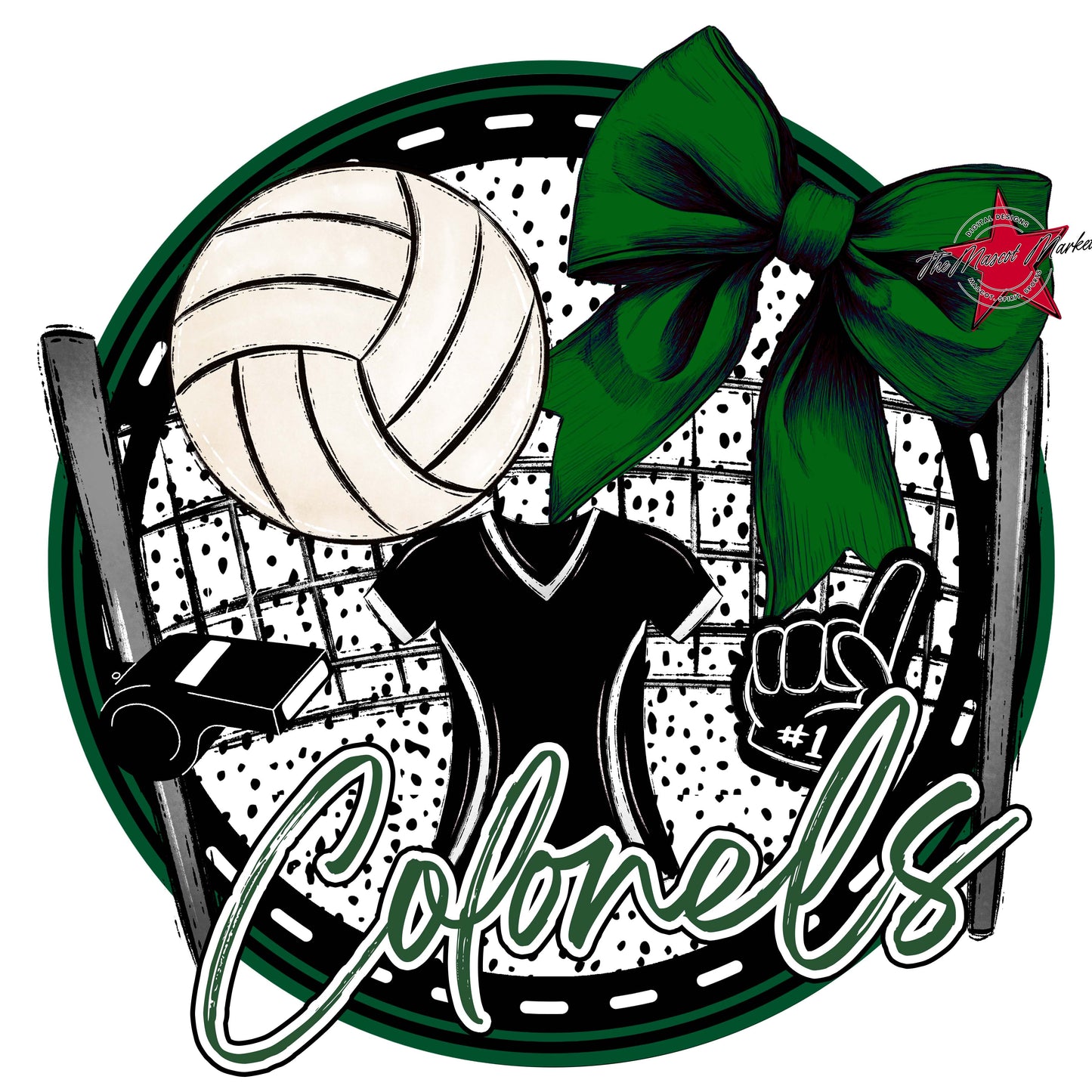 Colonels Circle Volleyball Frame-Green