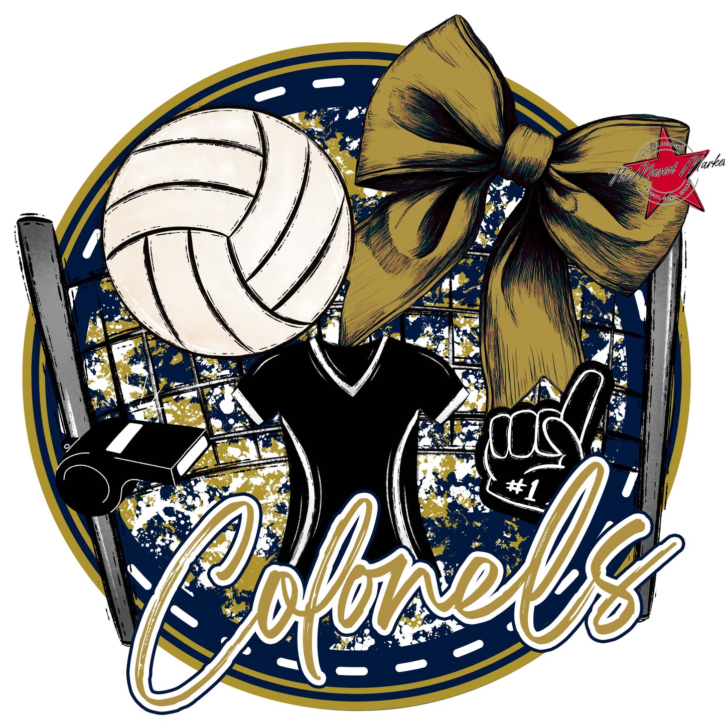 Colonels Circle Volleyball Frame-Navy & Gold