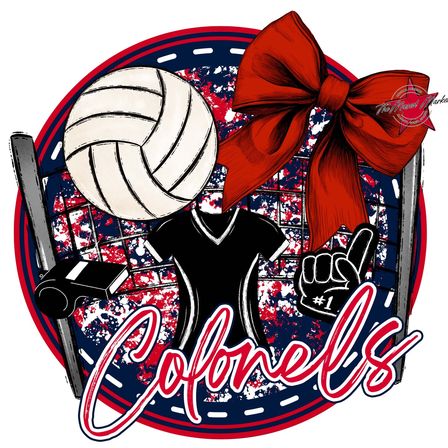 Colonels Circle Volleyball Frame-Navy & Red