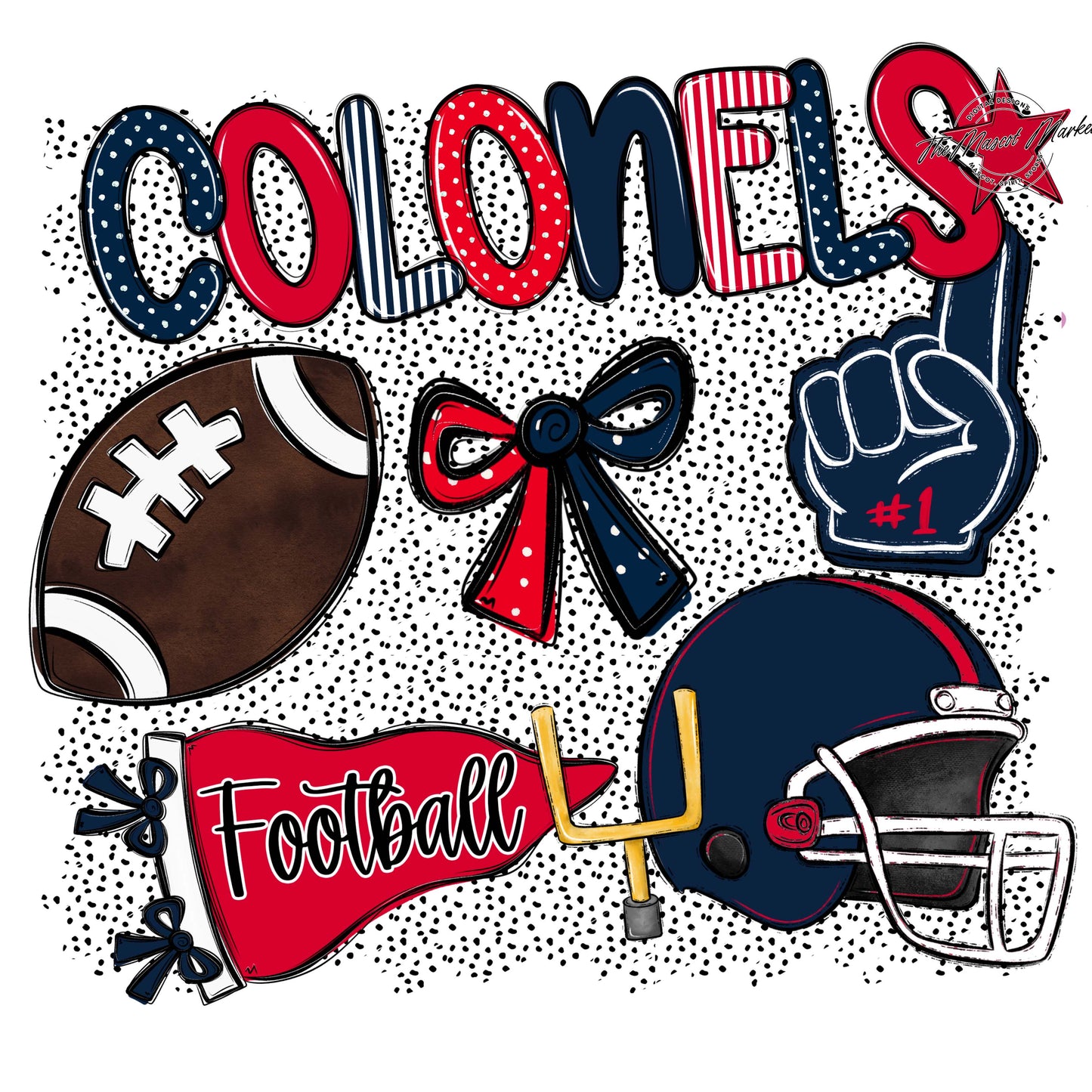 Colonels Football Spirit-Navy & Red