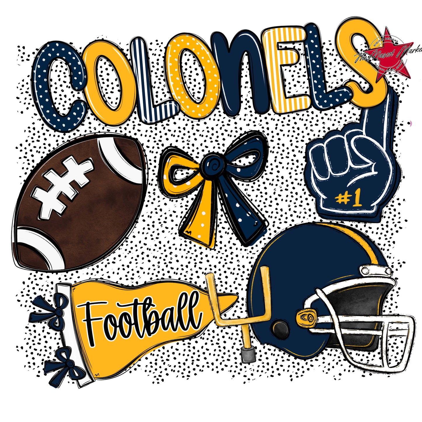 Colonels Football Spirit-Navy & Yellow