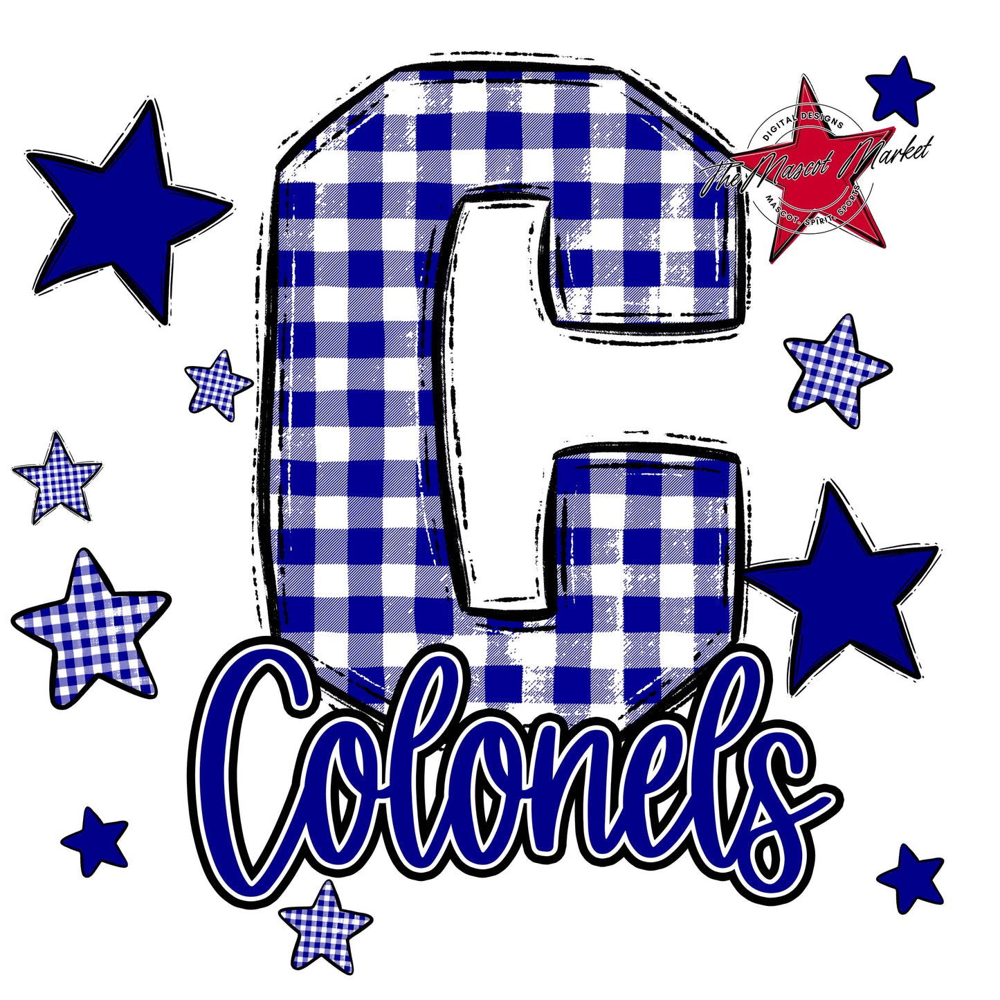 Colonels Plaid Star Design-Blue
