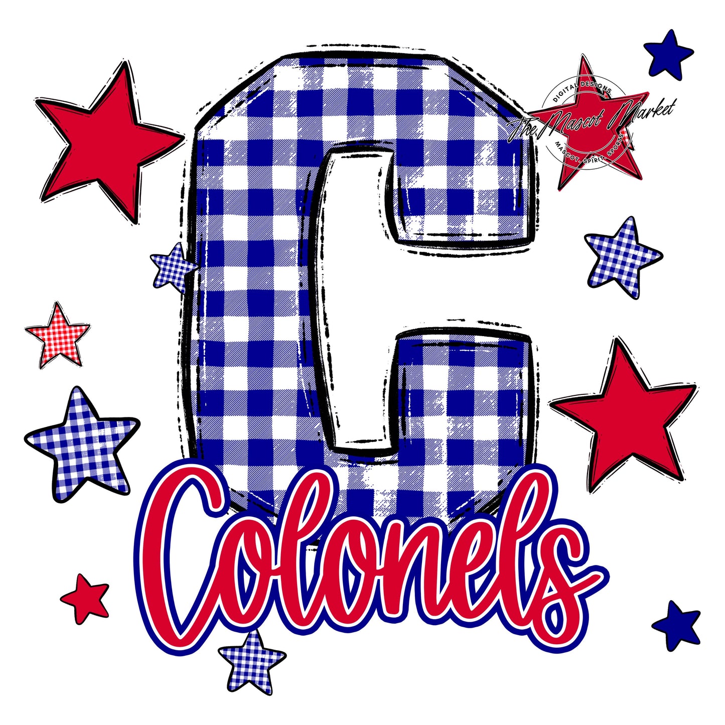 Colonels Plaid Star Design-Blue & Red
