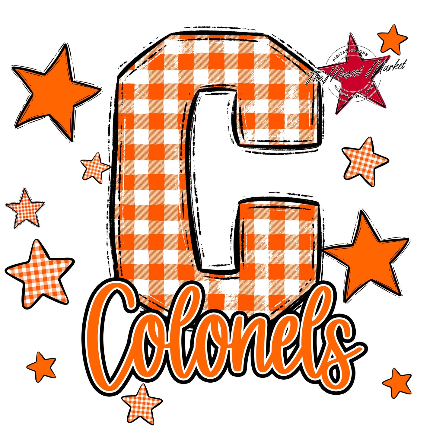 Colonels Plaid Star Design-Orange