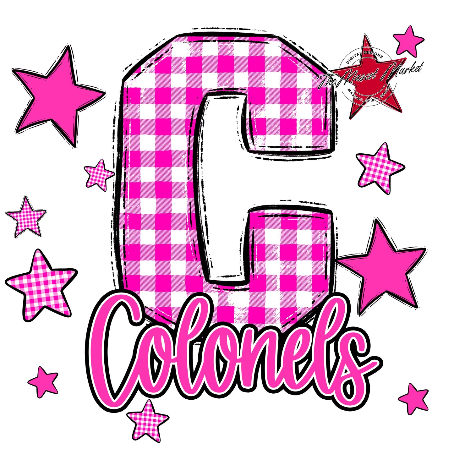 Colonels Plaid Star Design-Pink