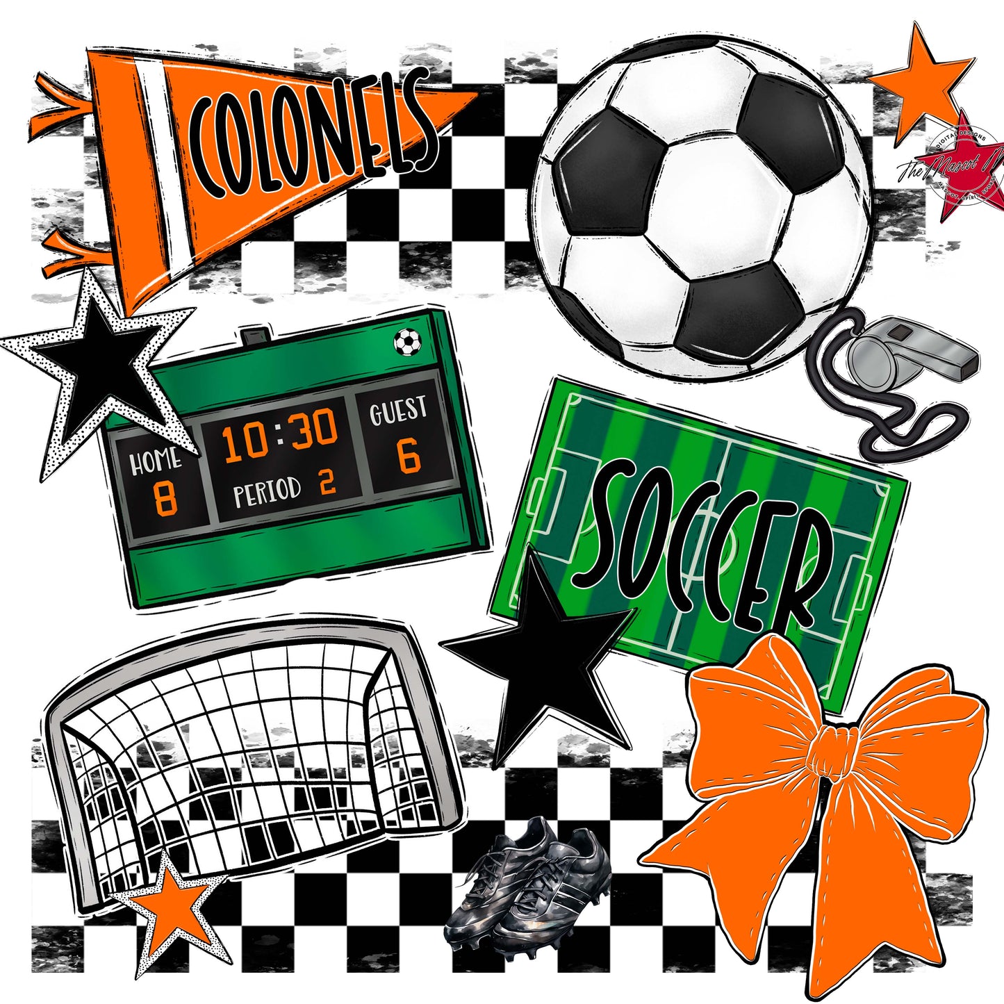 Colonels Soccer Checkers Design-Orange