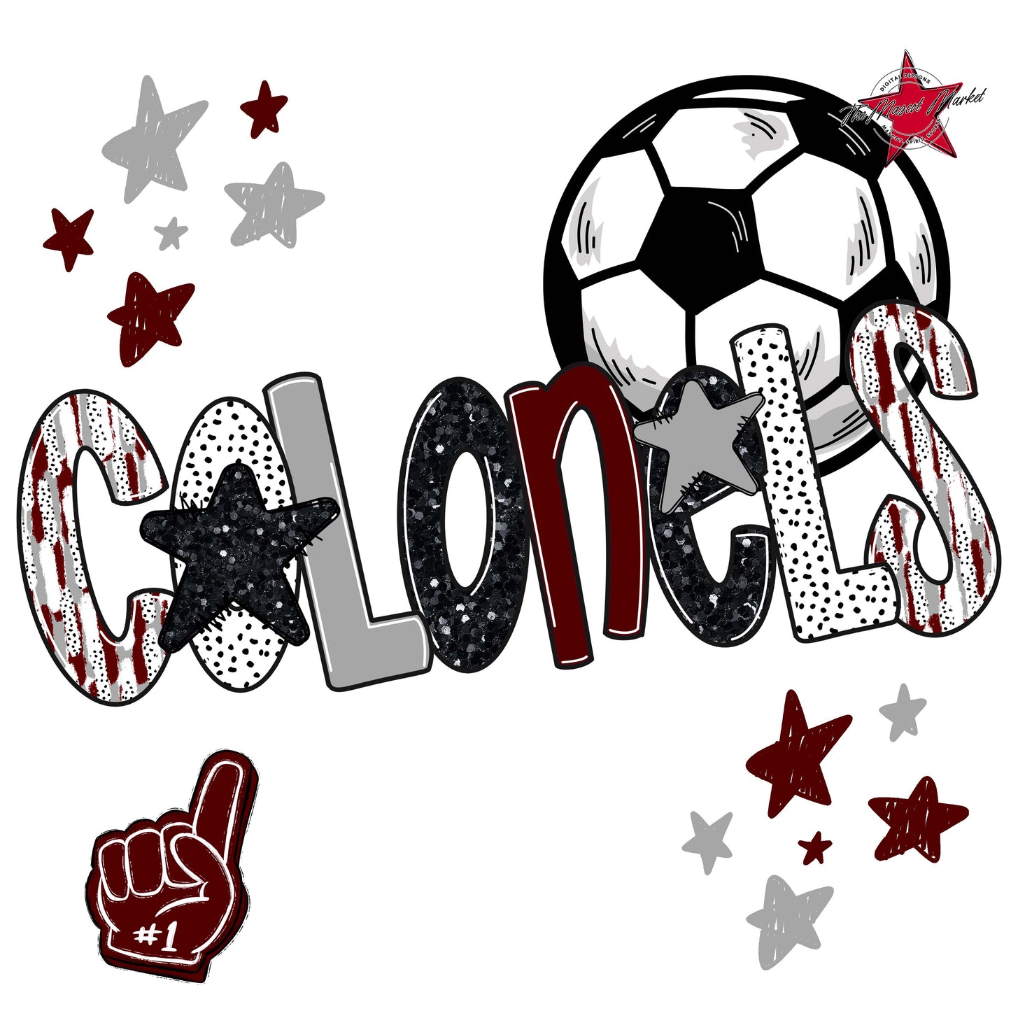 Colonels Soccer Scrape-Maroon & Grey