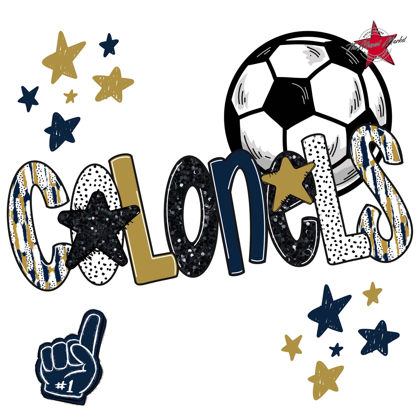Colonels Soccer Scrape-Navy & Gold