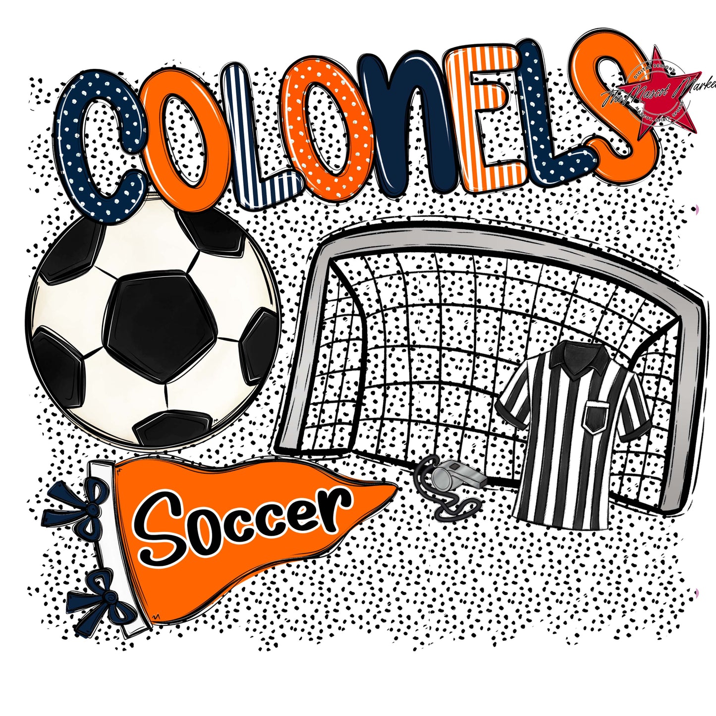 Colonels Soccer Spirit-Navy & Orange