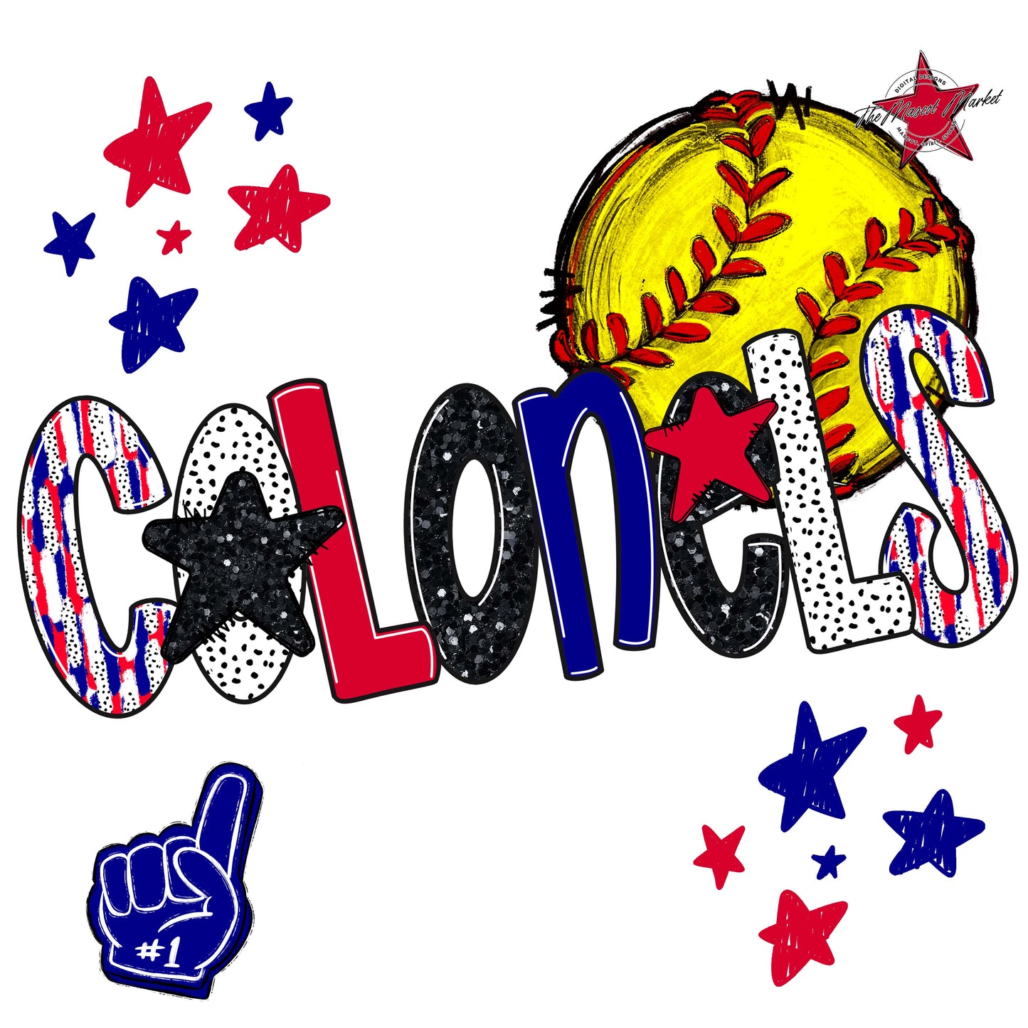 Colonels Softball Scrape-Blue & Red