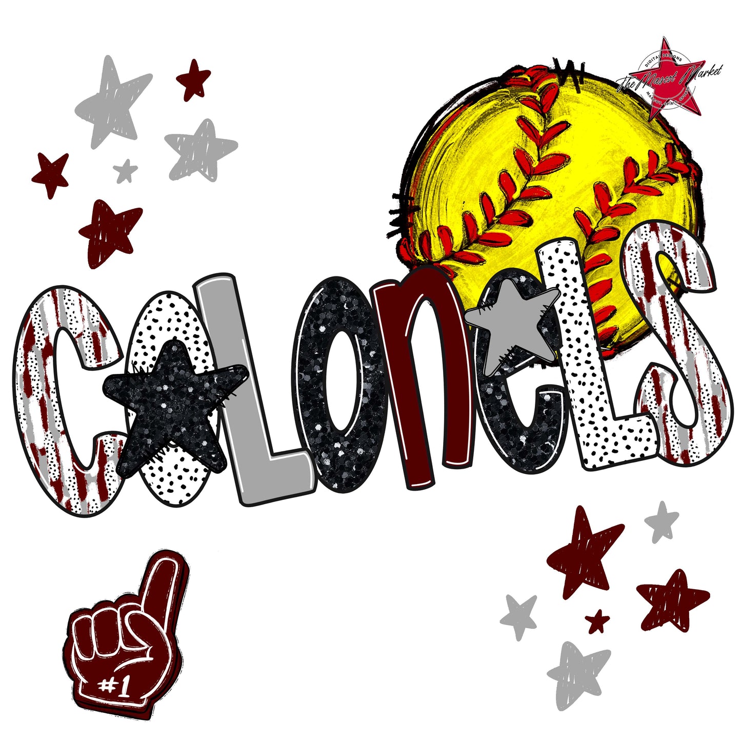 Colonels Softball Scrape-Maroon & Grey
