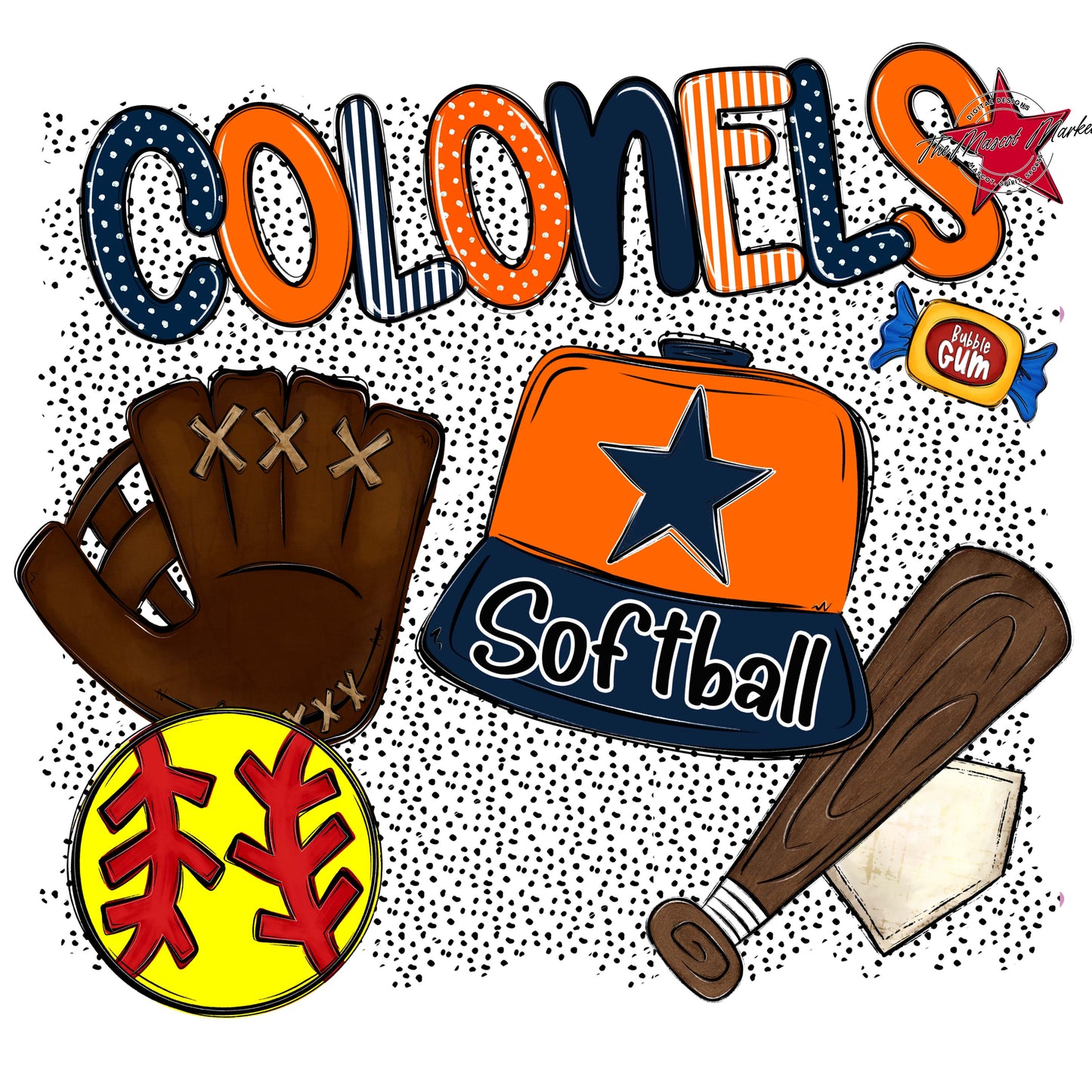 Colonels Softball Spirit-Navy & Orange
