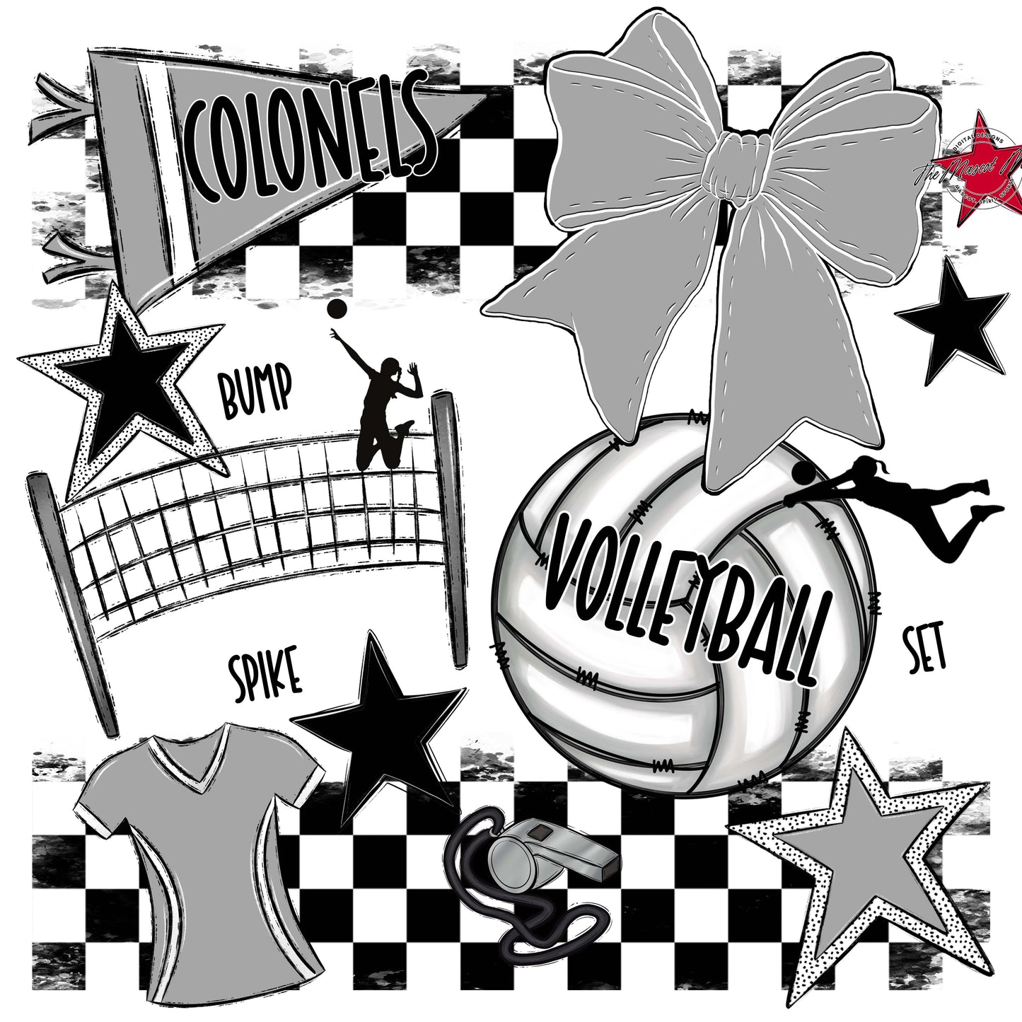 Colonels Volleyball Checkers Design-Grey