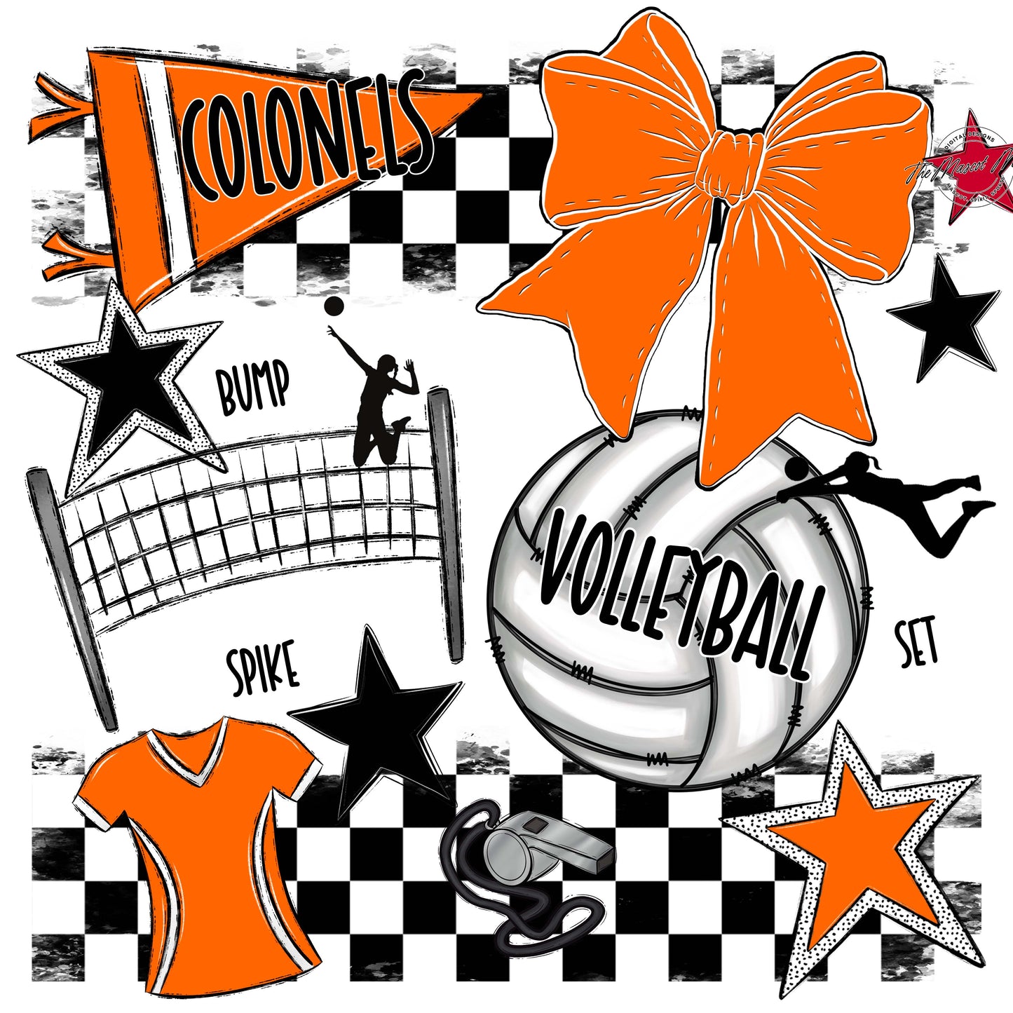 Colonels Volleyball Checkers Design-Orange