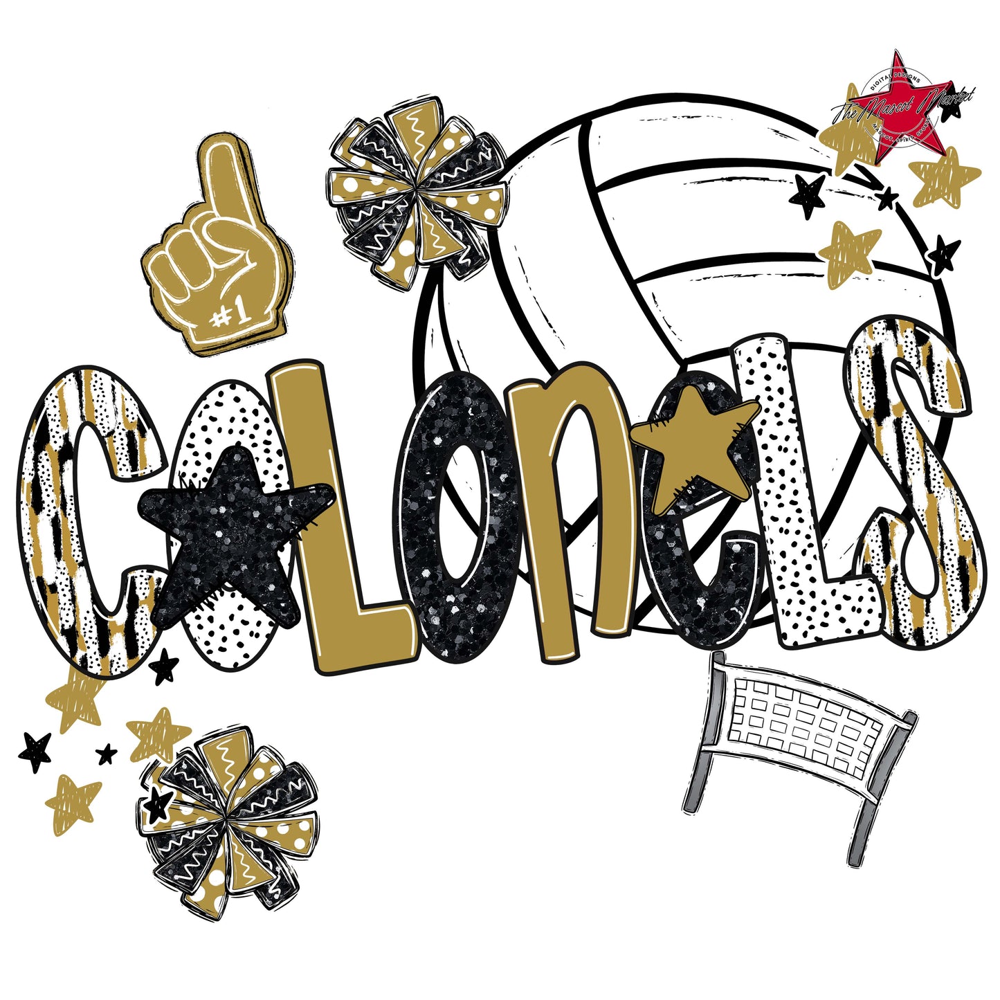 Colonels Volleyball Scrape-Gold