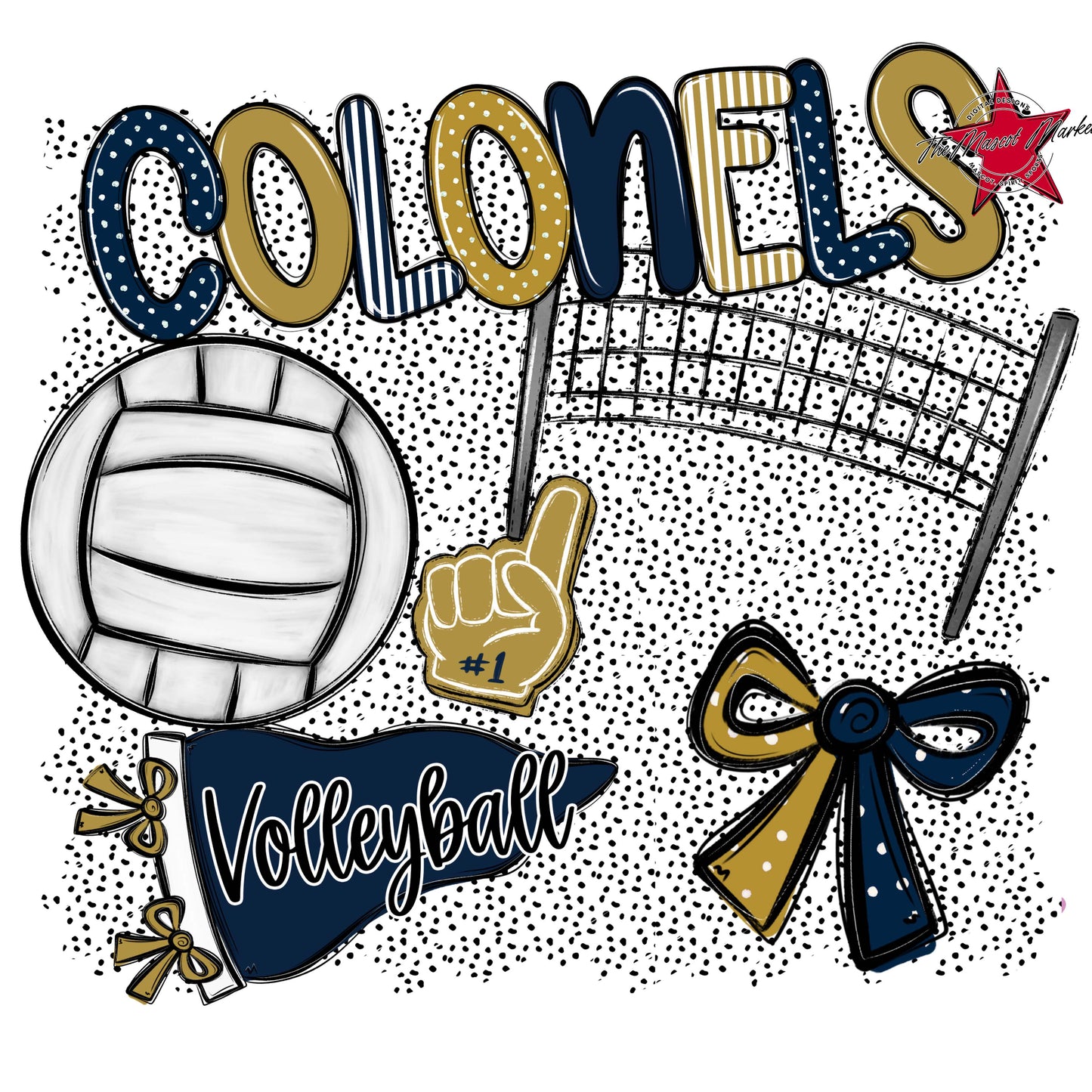 Colonels Volleyball Spirit-Navy & Gold