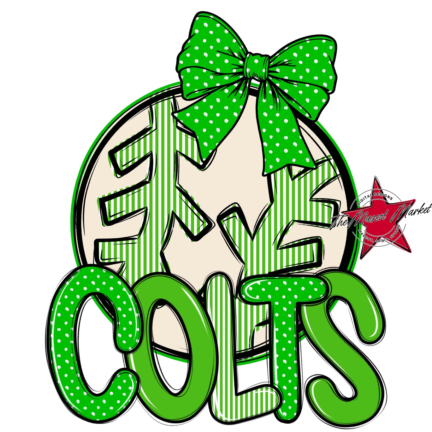 Colts Baseball-Softball Spirit Design-Bright Green