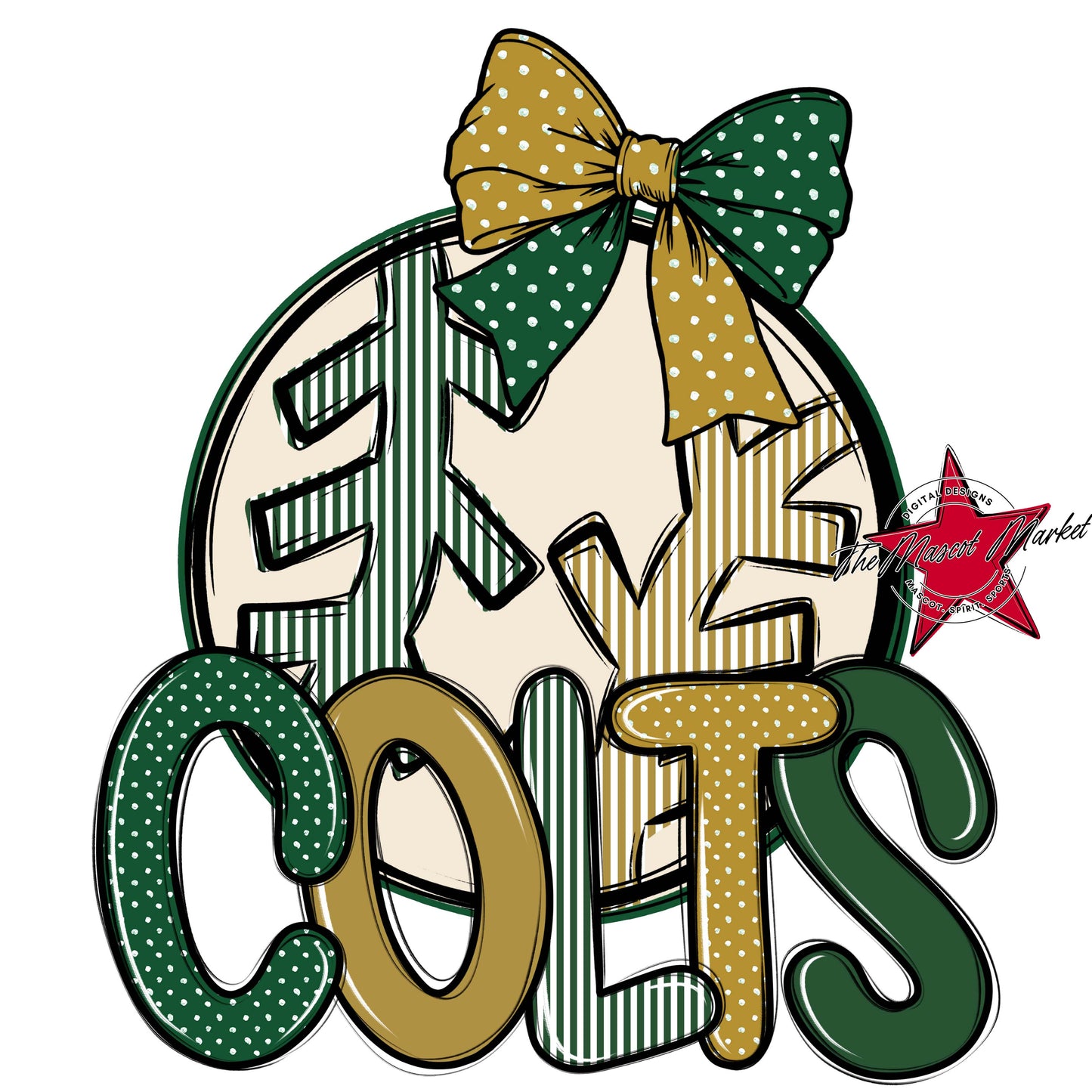 Colts Baseball-Softball Spirit Design-Green & Gold
