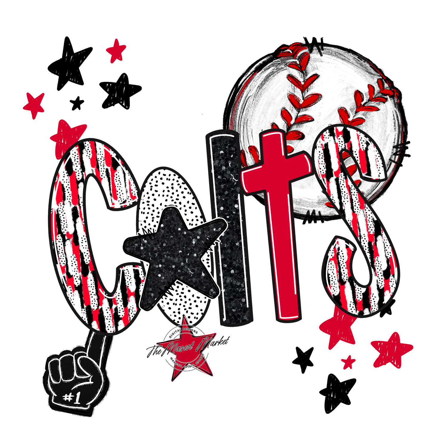 Colts Baseball Scrape-Red