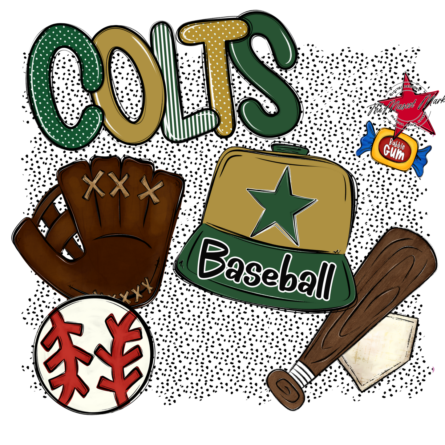Colts Baseball Spirit-Green & Gold