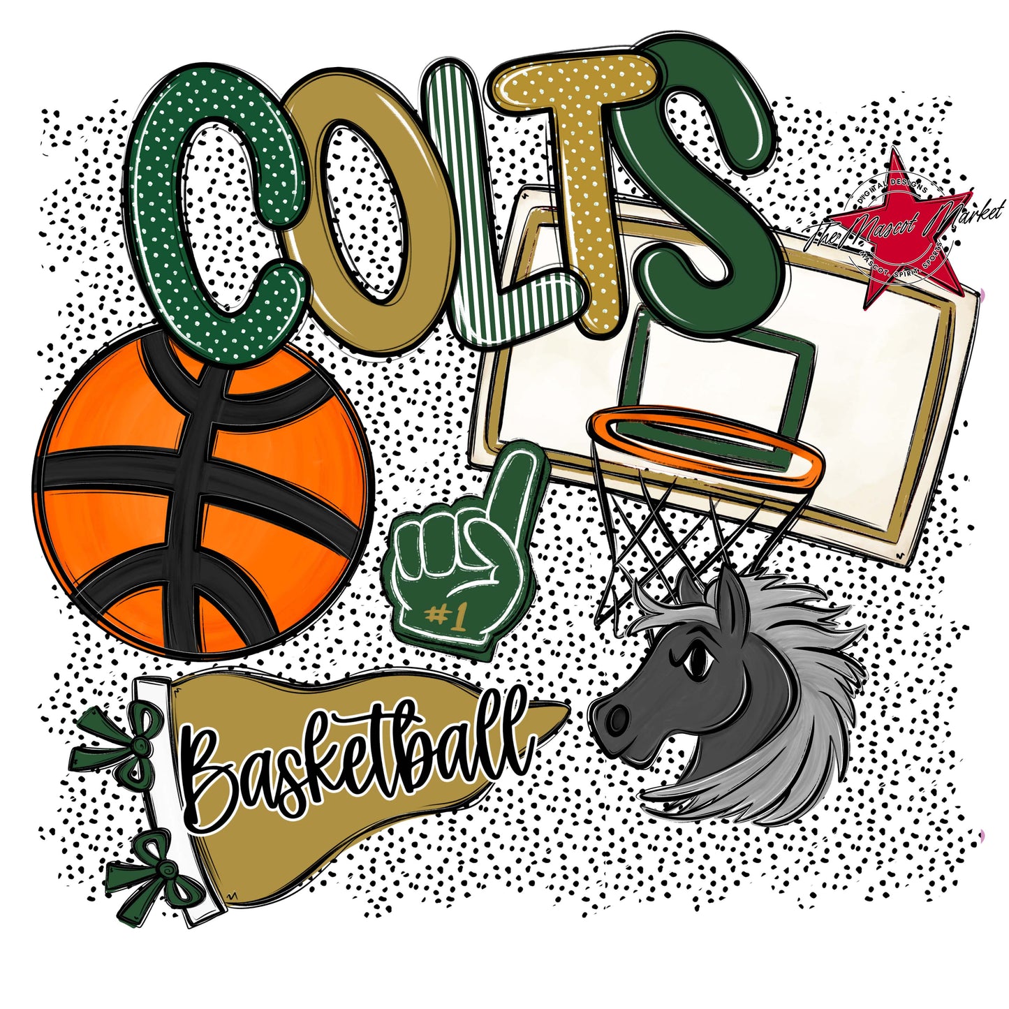 Colts Basketball Spirit-Green & Gold