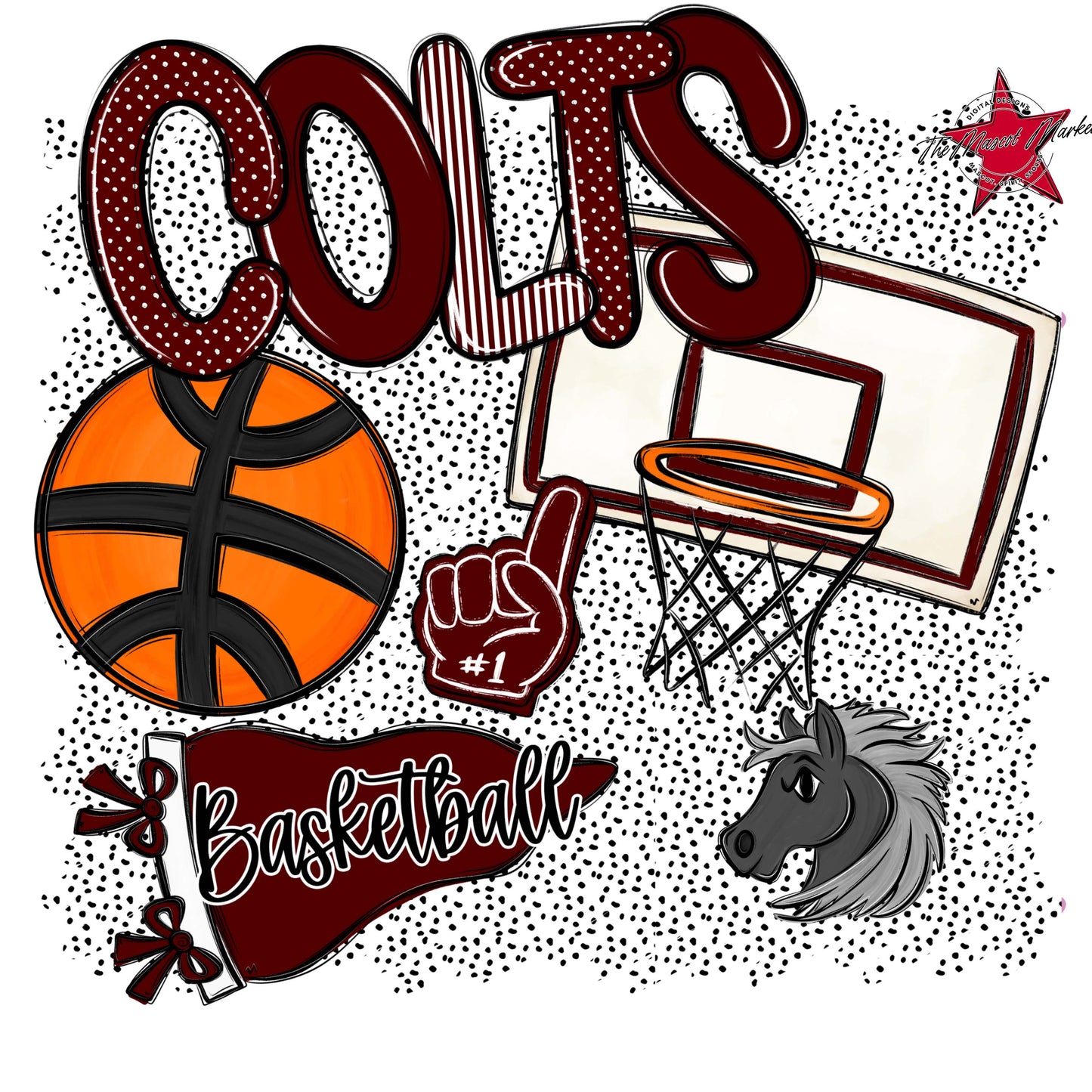 Colts Basketball Spirit-Maroon