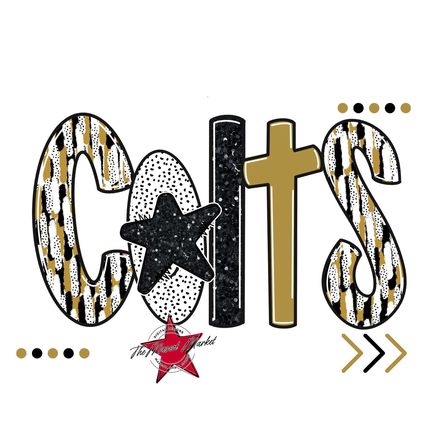 Colts Brushstroke Alpha w Arrows-Gold