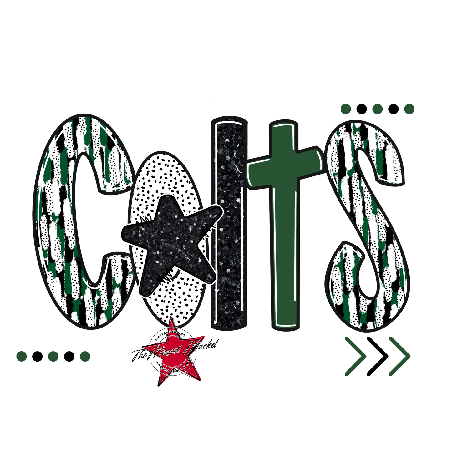 Colts Brushstroke Alpha w Arrows-Green