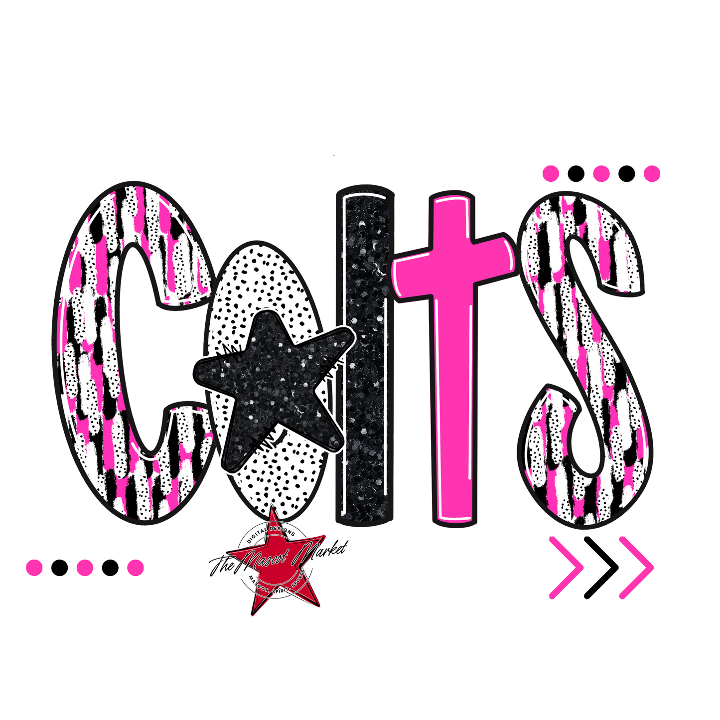 Colts Brushstroke Alpha w Arrows-Pink