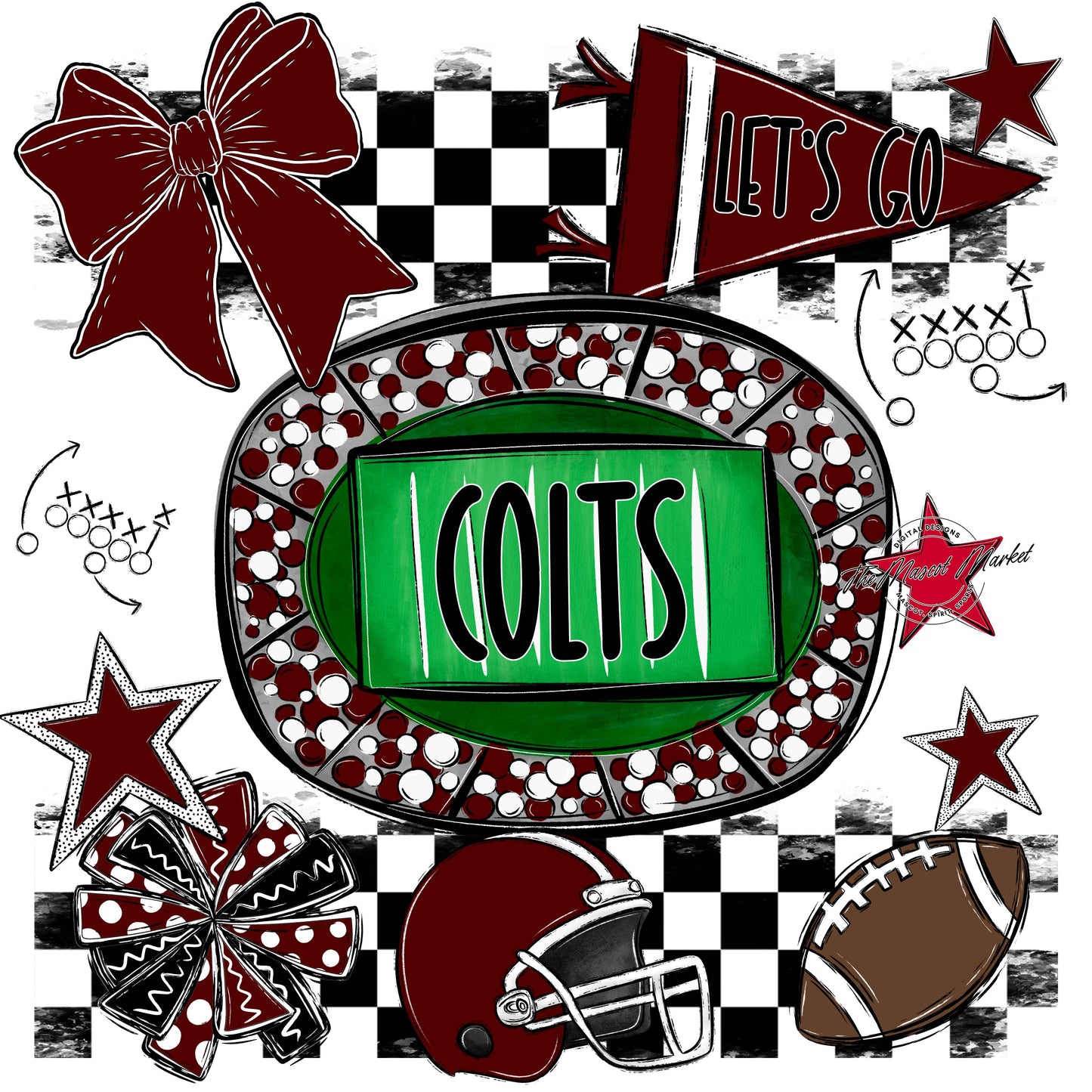 Colts Checkers Spirit Design-Maroon