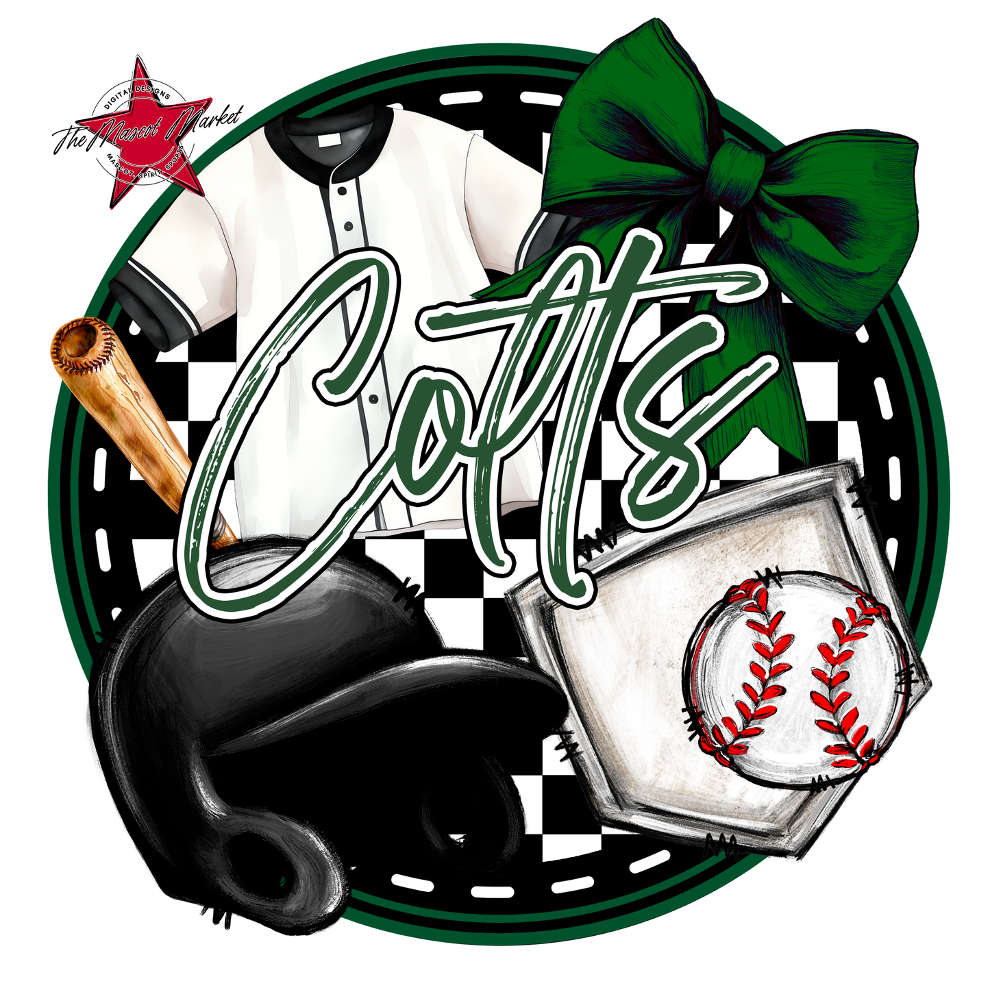 Colts Circle Baseball Design-Green