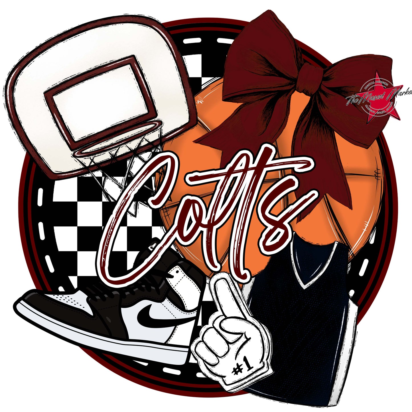 Colts Circle Basketball Design-Maroon