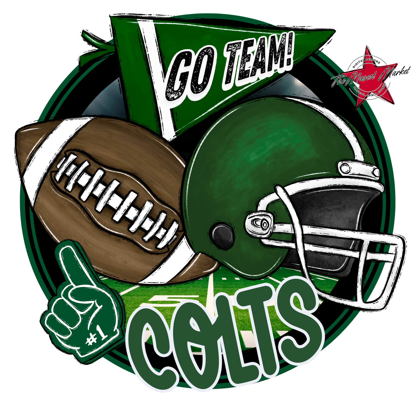 Colts Circle Football Design-Green