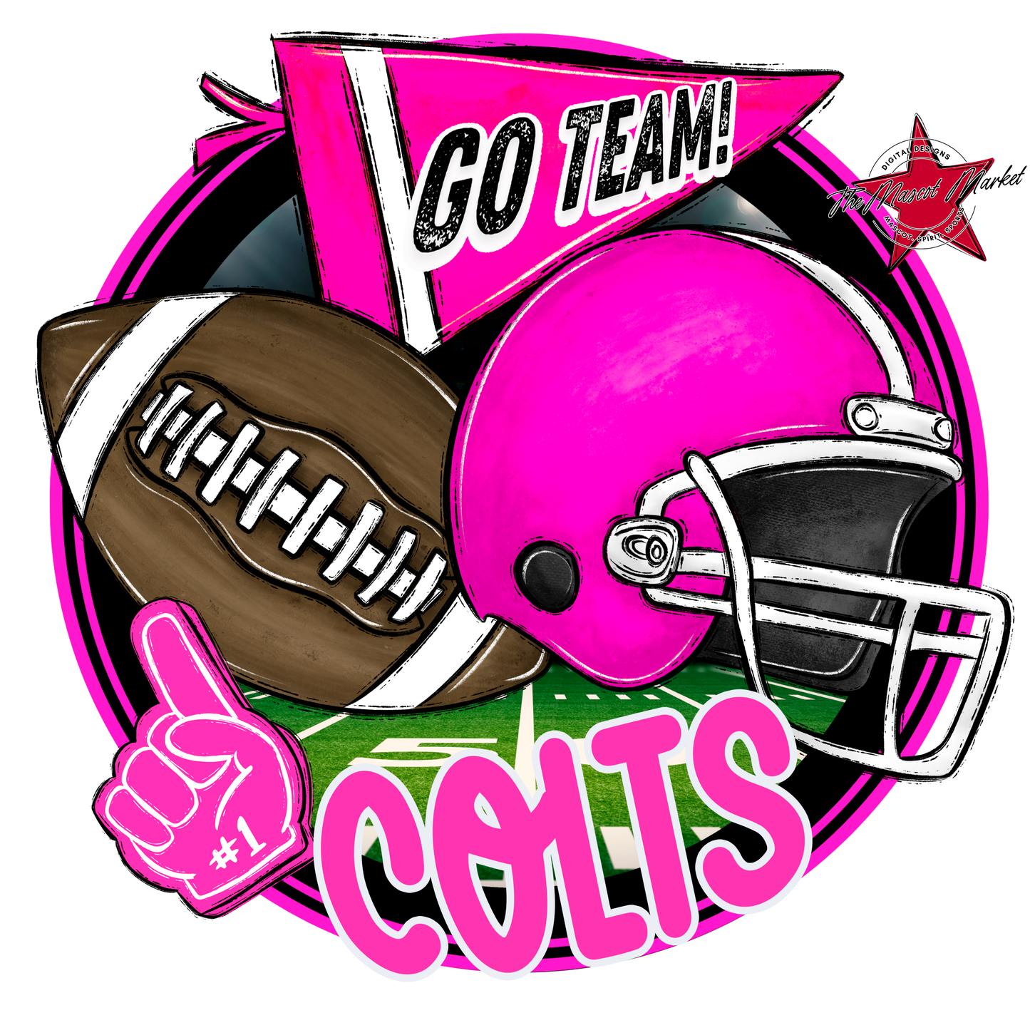 Colts Circle Football Design-Pink