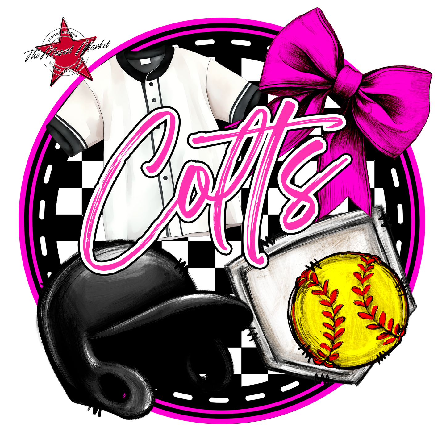 Colts Circle Softball Design-Pink