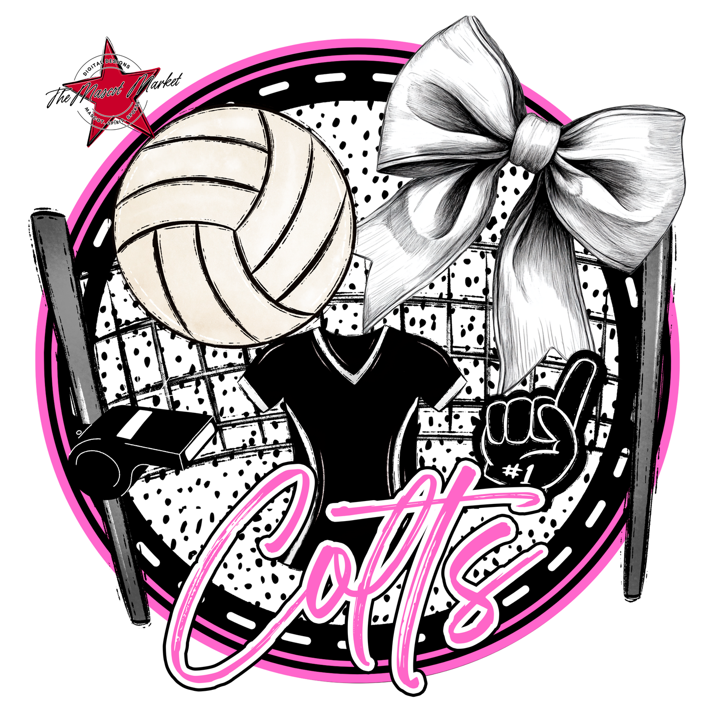 Colts Circle Volleyball Design-Baby Pink