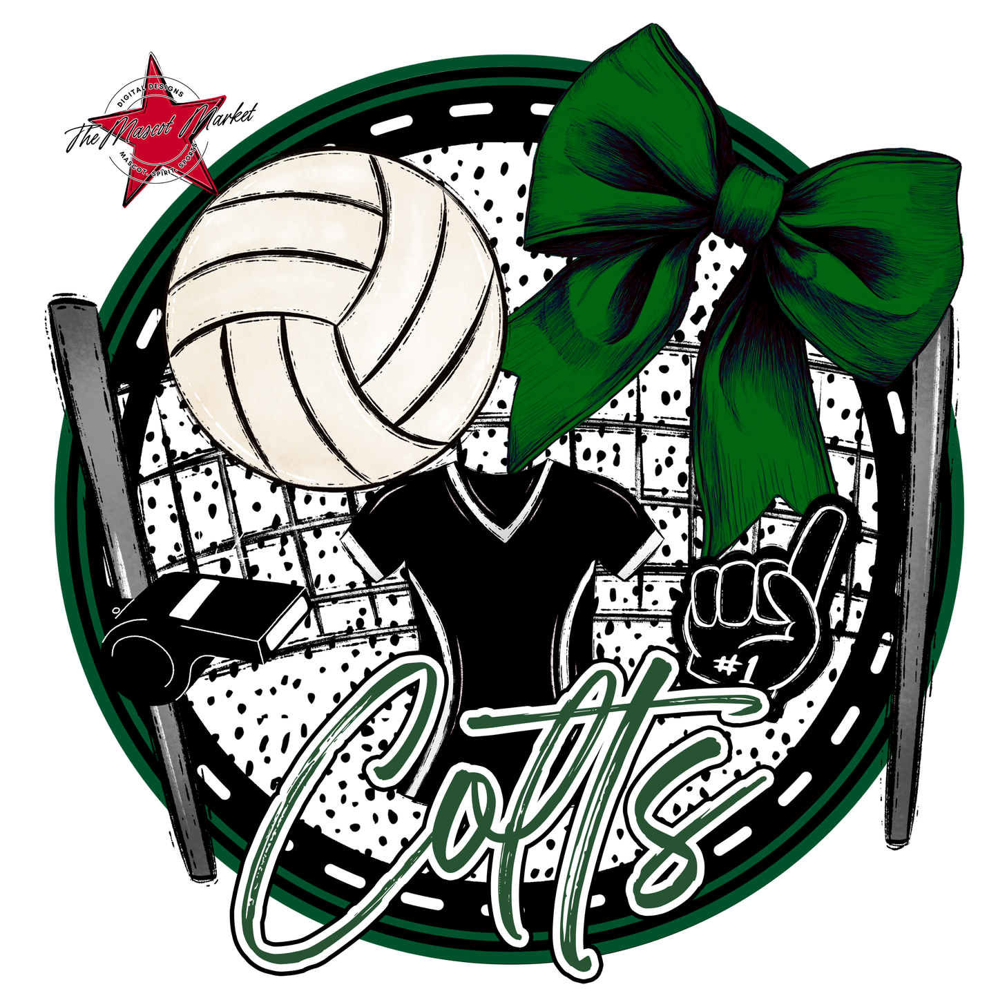 Colts Circle Volleyball Design-Green