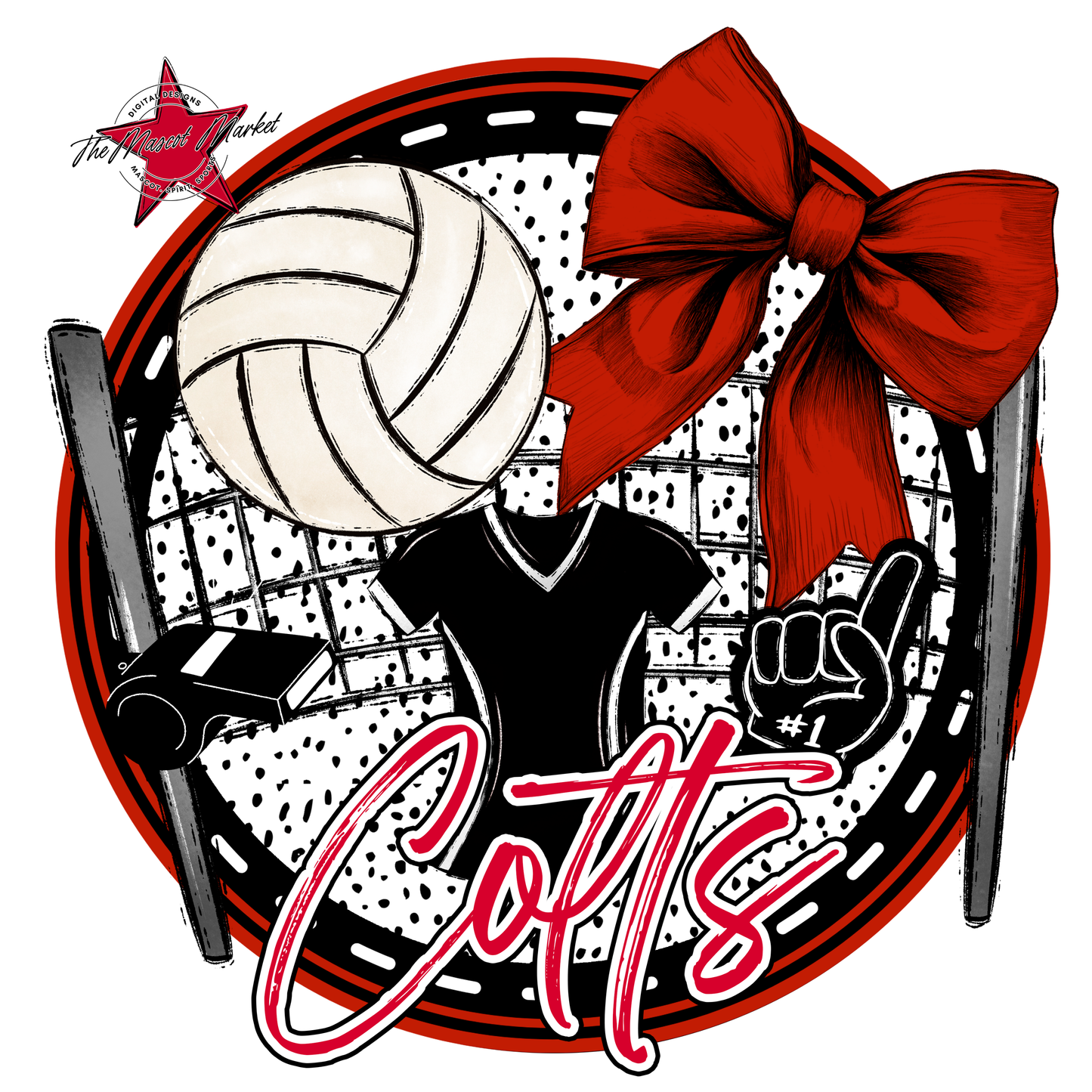Colts Circle Volleyball Design-Red