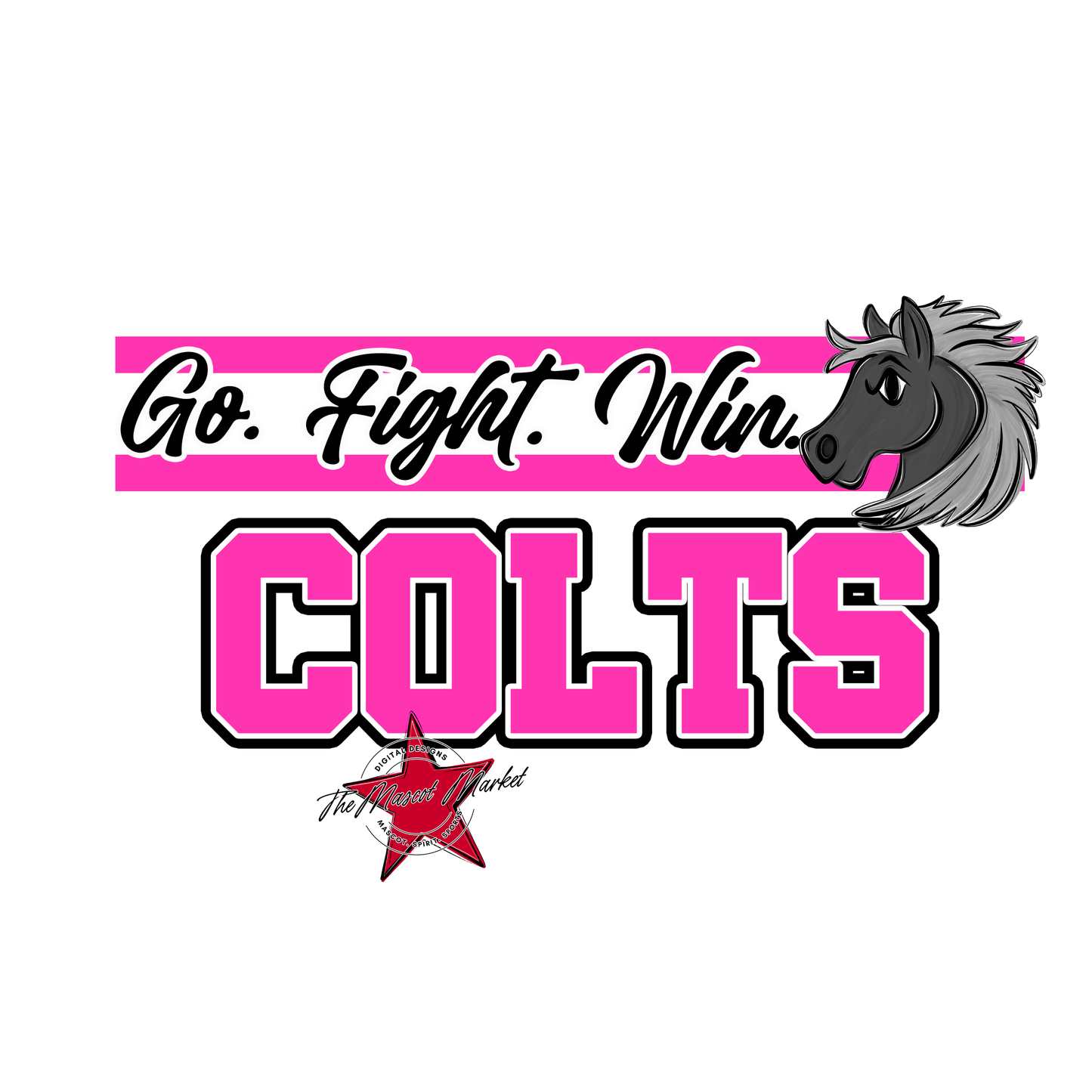 Colts Go Fight Win Mascot Lines-Pink
