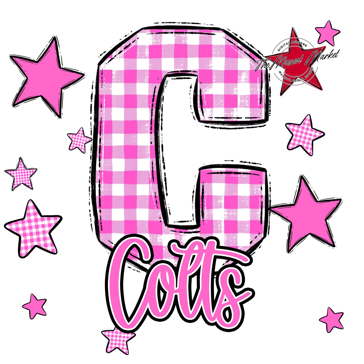 Colts Plaid Star Design-Baby Pink