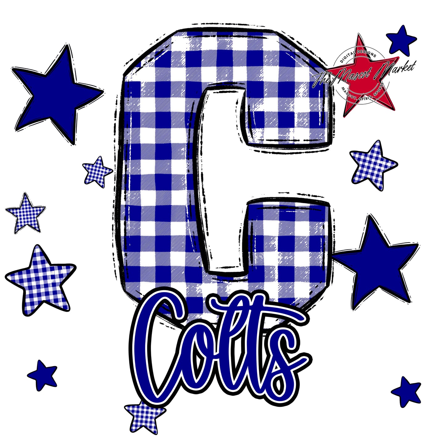 Colts Plaid Star Design-Blue