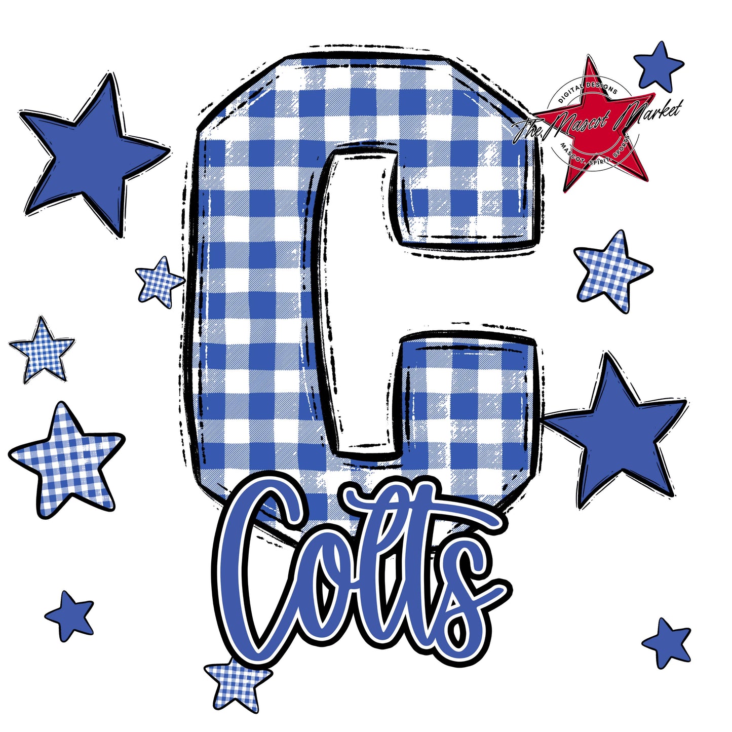 Colts Plaid Star Design-Off Blue