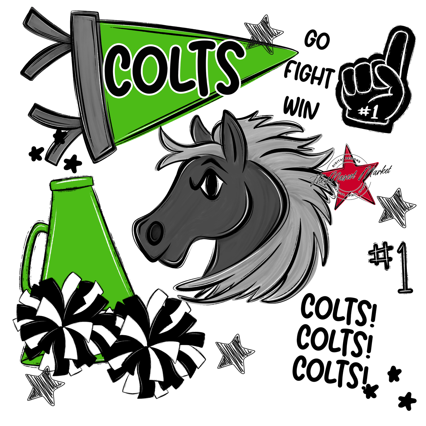 Colts Spirit Design-Bright Green