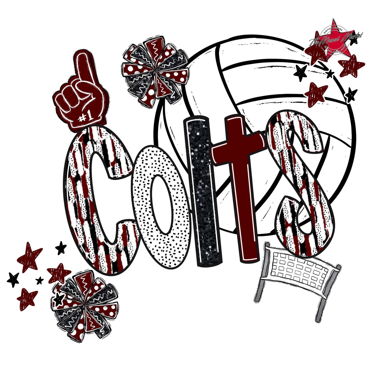 Colts Volleyball Scrape-Maroon