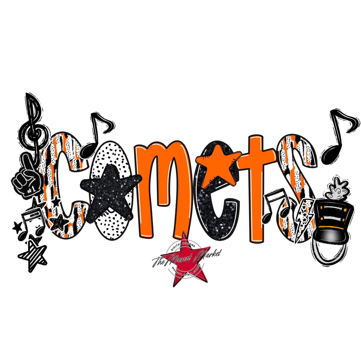 Comets Band Scrape-Orange