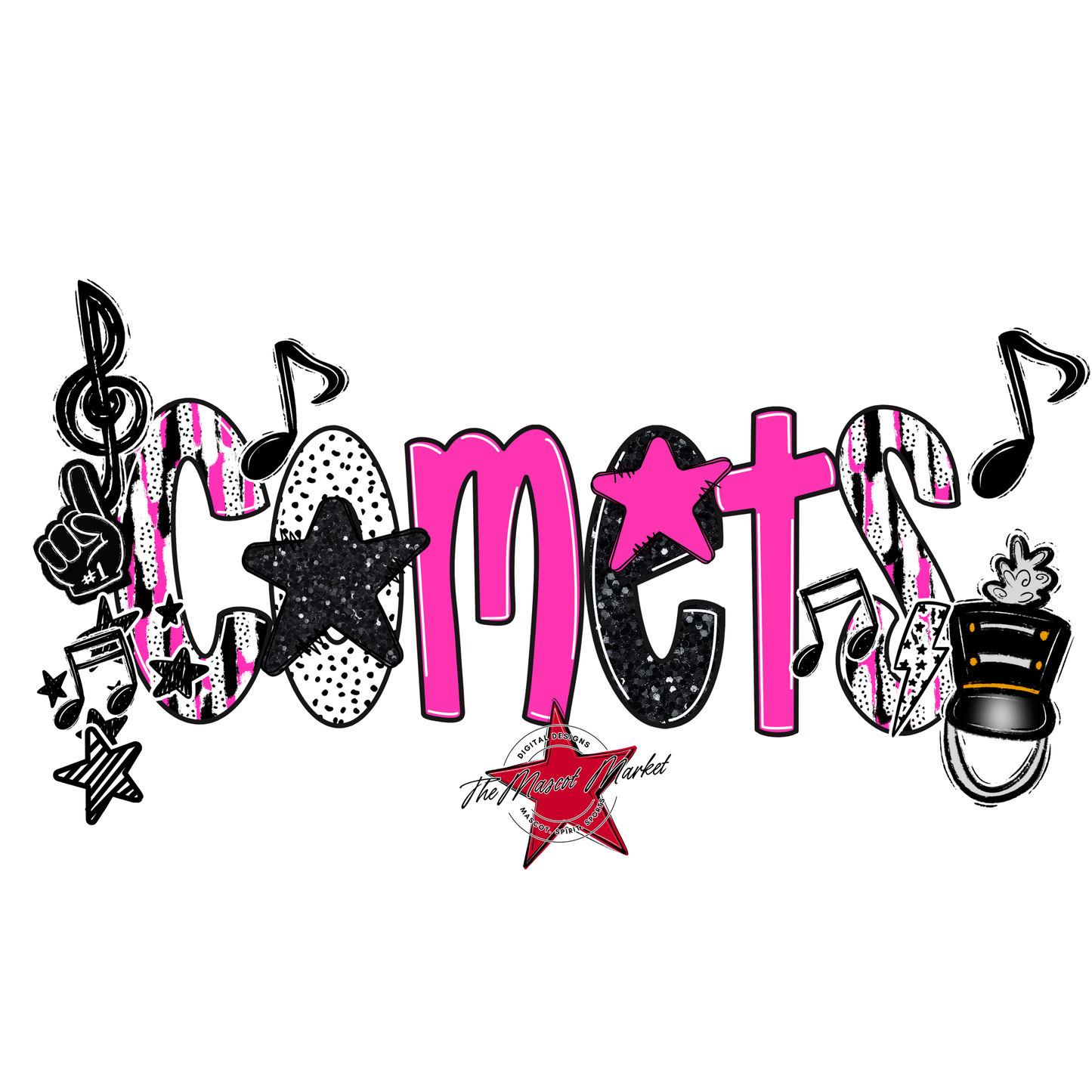 Comets Band Scrape-Pink