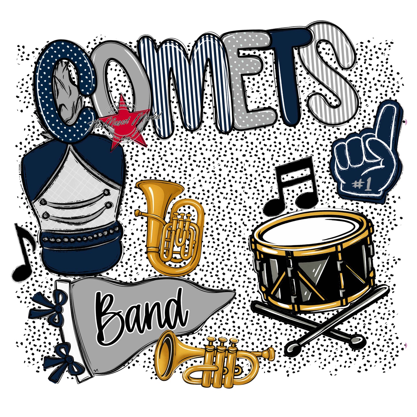 Comets Band Spirit-Navy & Grey